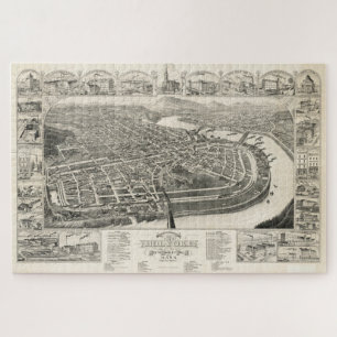 Puzzle Mapa pictórico vintage de MAMÁES Holyoke (1881)