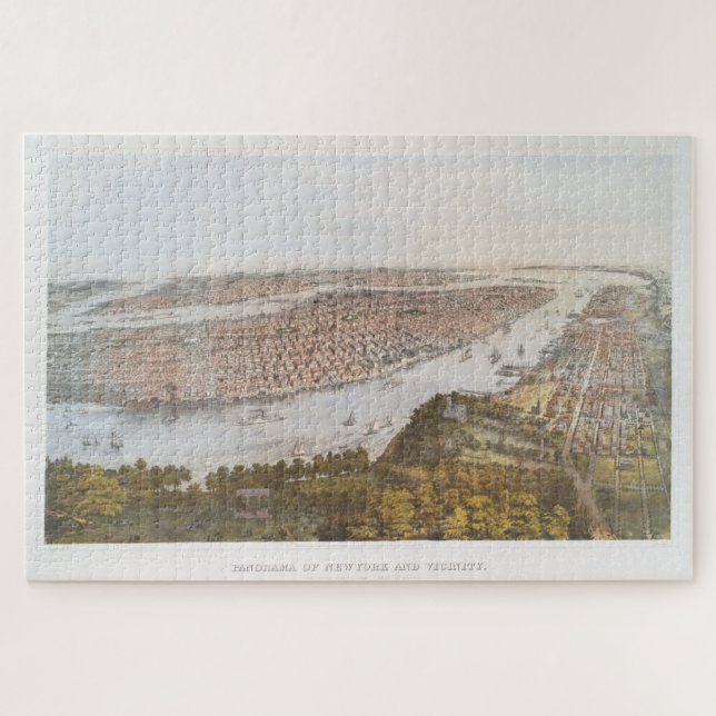 Puzzle Mapa pictórico vintage de Nueva York (1866) (Horizontal)