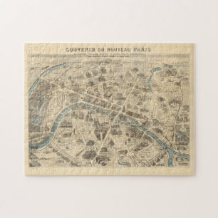 Puzzle Mapa pictórico vintage de París Francia (1871)