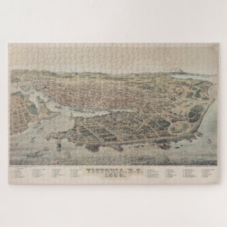 Puzzle Mapa pictórico vintage de Victoria BC (1889)