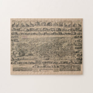 Puzzle Mapa pictórico vintage de Yarmouth Nova Scotia (1