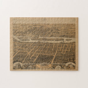 Puzzle Mapa pintoresco de Batavia IL (1869)
