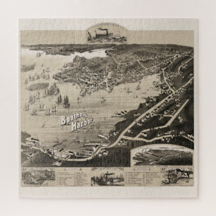 Puzzle Mapa pintoresco de Boothbay Harbour ME (1885)