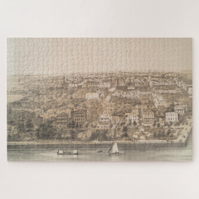Puzzle Mapa pintoresco de Charleston SC (1851) (Horizontal)