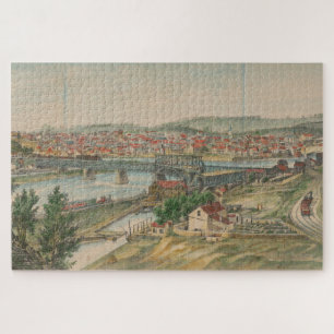 Puzzle Mapa pintoresco de Easton PA (1862)