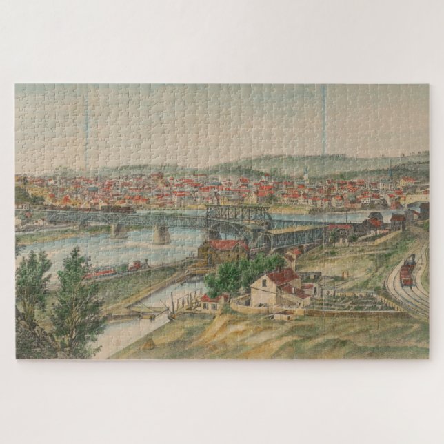 Puzzle Mapa pintoresco de Easton PA (1862) (Horizontal)