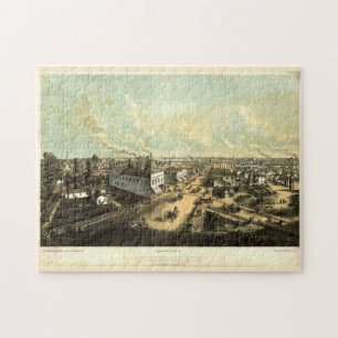 Puzzle Mapa pintoresco de Oshkosh WI (1850)