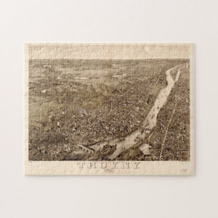 Puzzle Mapa pintoresco de Troy NY (1881)