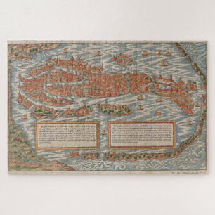 Puzzle Mapa pintoresco de Venecia Italia (1550)
