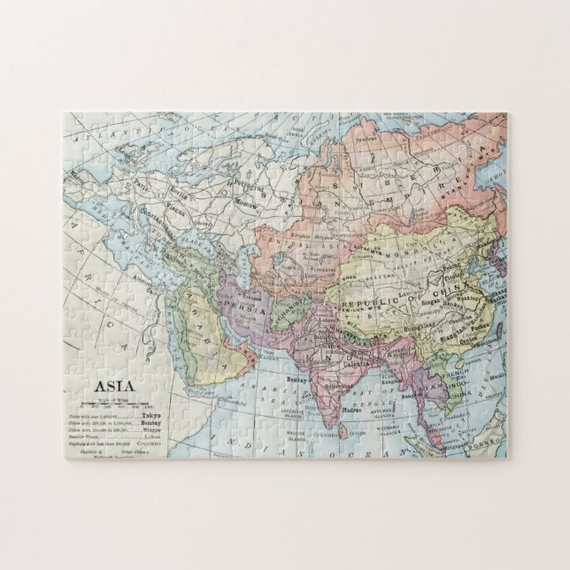 Puzzle Mapa político de Asia (1916) (Horizontal)