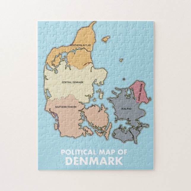 Puzzle Mapa político de Dinamarca (Vertical)