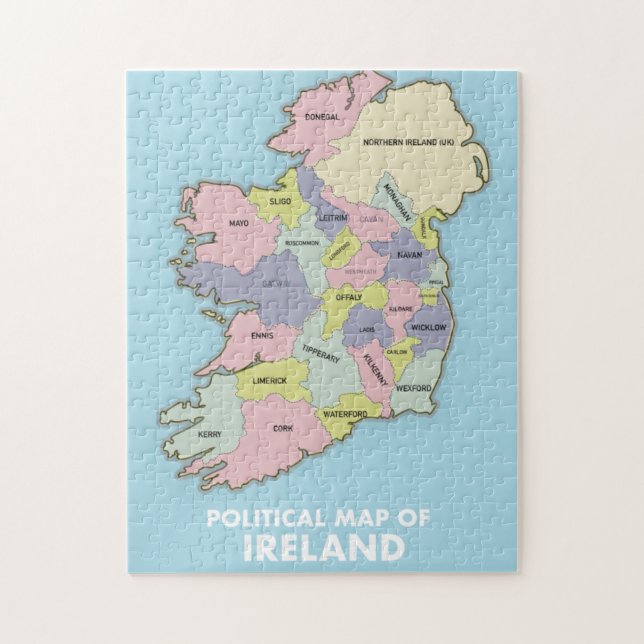 Puzzle Mapa Político De Irlanda. (Vertical)