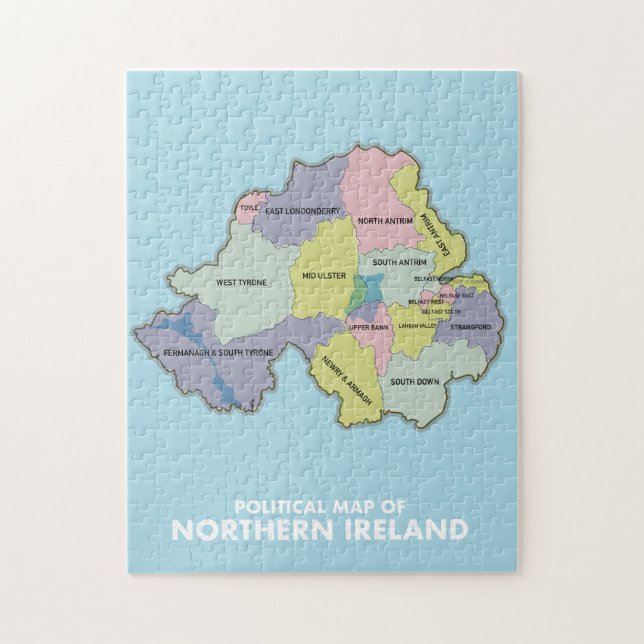 Puzzle Mapa Político De Irlanda Del Norte. (Vertical)
