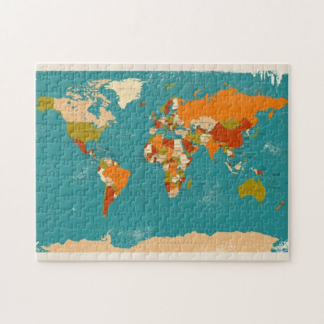 Puzzle Mapa político retro del mundo (Horizontal)