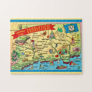 Puzzle Mapa postal de Connecticut 11x14