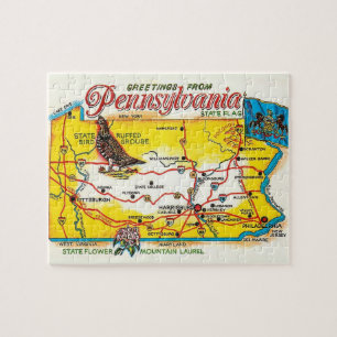 Puzzle Mapa postal de Pennsylvania
