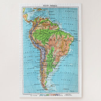 Puzzle Mapa restaurado de América del Sur de los viejos t