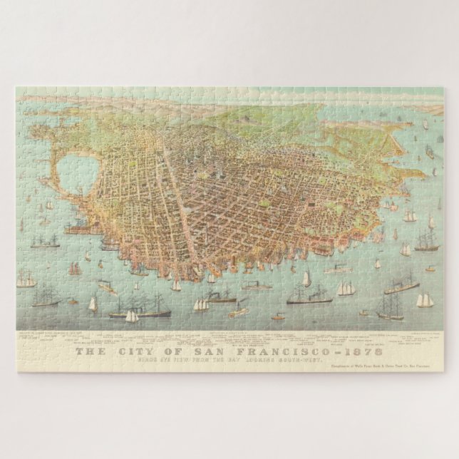Puzzle Mapa restaurado de la ciudad de San Francisco, 187 (Horizontal)