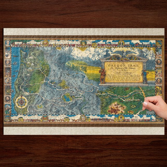 Puzzle Mapa restaurado de la ruta de Oregon de 1932 (Subido por el creador)