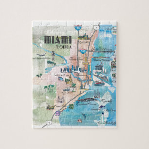 Puzzle Mapa retro de Miami la Florida