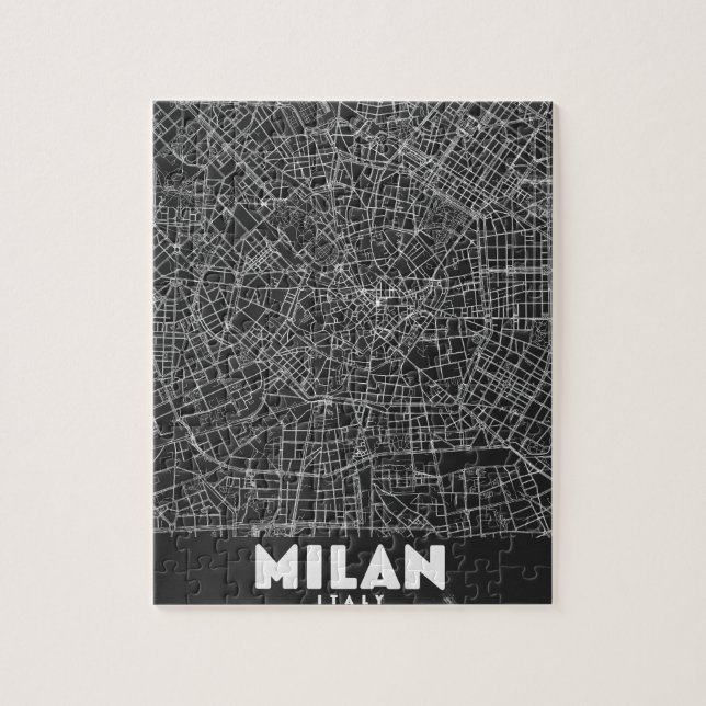 Puzzle Mapa Retro de Milán Italia (Vertical)