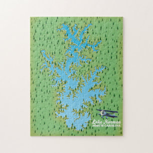 Puzzle Mapa retro del lago Norman Carolina del Sur