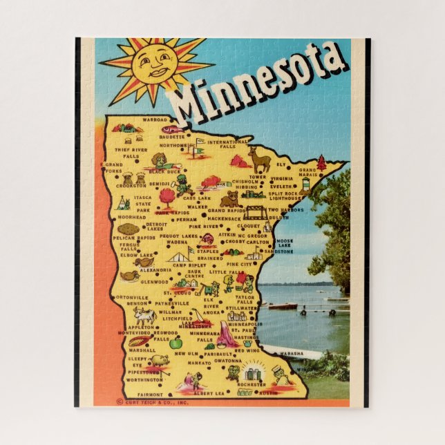 Puzzle Mapa soleado de Minnesota 16x20 (Vertical)