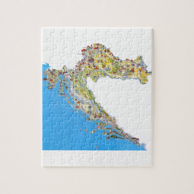 Puzzle Mapa turístico de Croacia, mapa del turistička del (Vertical)