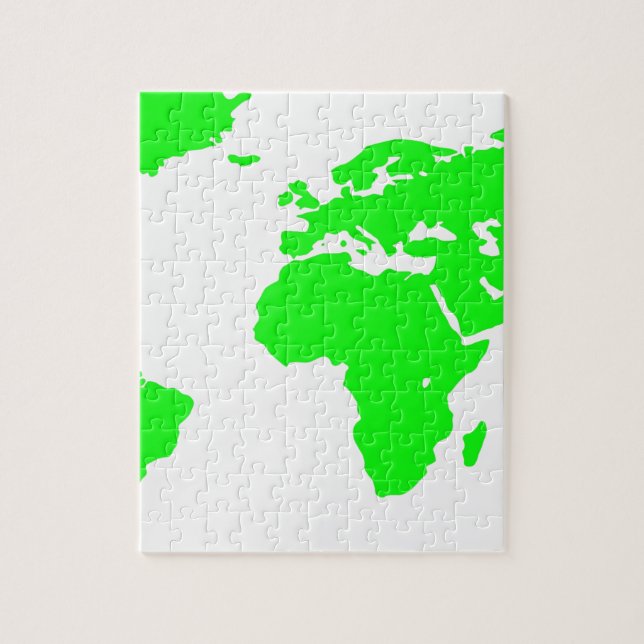 Puzzle Mapa Verde del Mundo Blanco (Vertical)