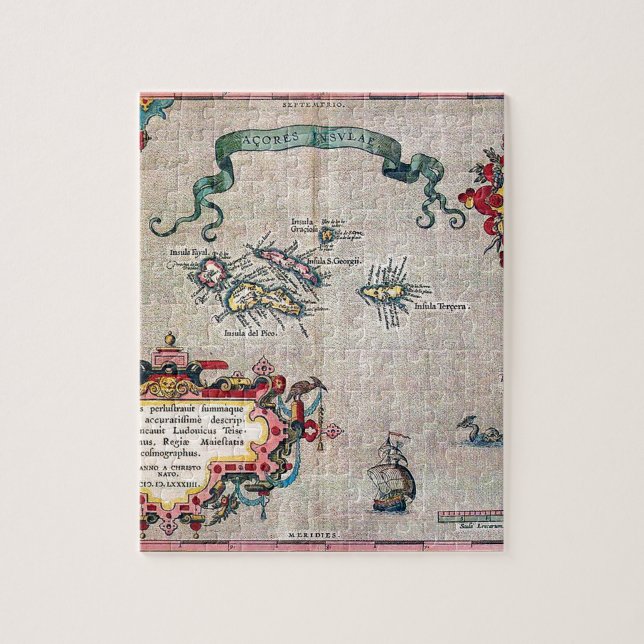 Puzzle Mapa viejo de Azores - exploración de la (Vertical)