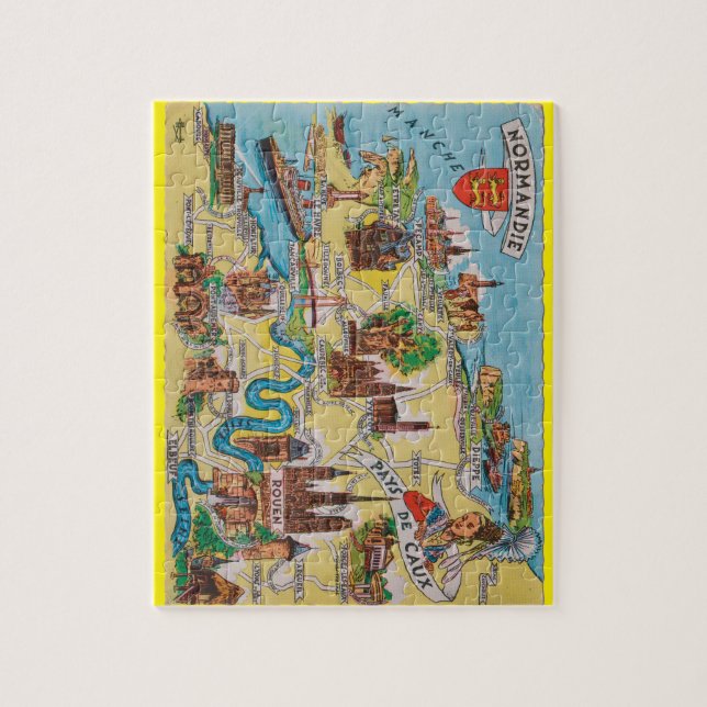 Puzzle Mapa viejo de Normandie (Vertical)