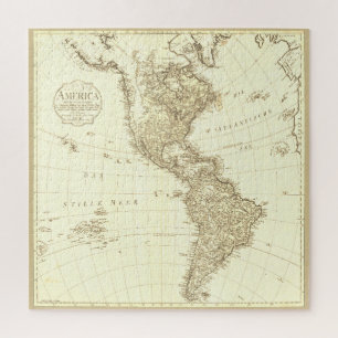 Puzzle Mapa vintage de 1796 de las Américas, versión sepi