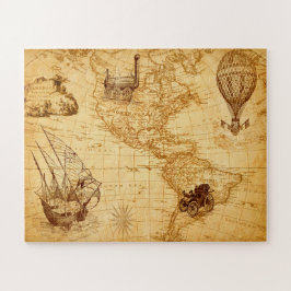 Puzzle Mapa vintage de América del Norte y del Sur
