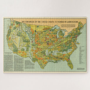 Puzzle Mapa Vintage de la agricultura de los Estados Unid
