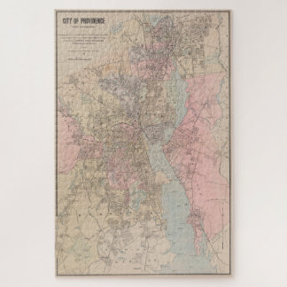 Puzzle Mapa vintage de la isla Providence Rhode (1901)