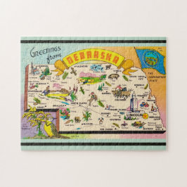 Puzzle Mapa Vintage de Nebraska