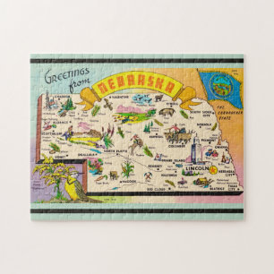 Puzzle Mapa Vintage de Nebraska