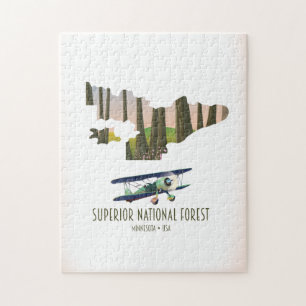 Puzzle Mapa vintage del bosque nacional Superior Minnesot