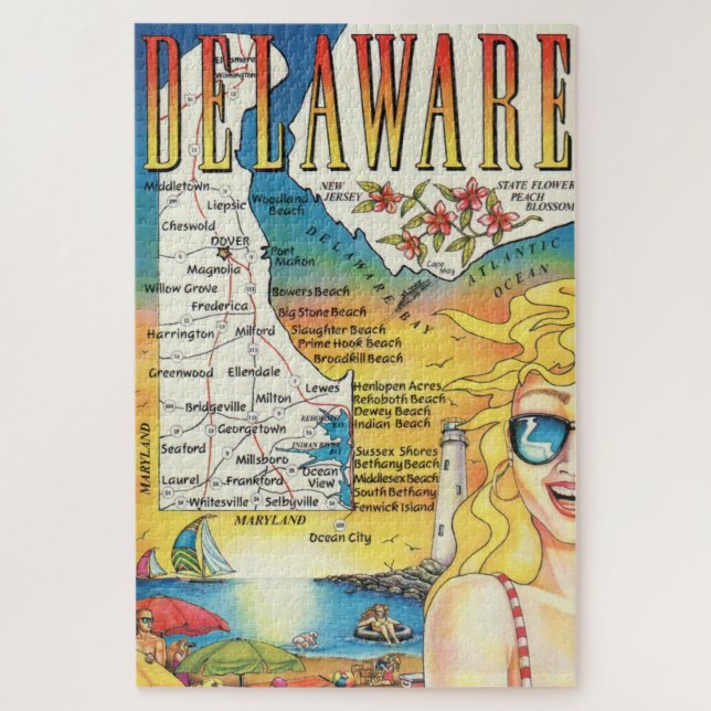 Puzzle Mapa Vintage Delaware 20x30 (Vertical)