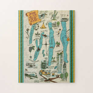 Puzzle Mapa Vintage Finger Lakes 11x14