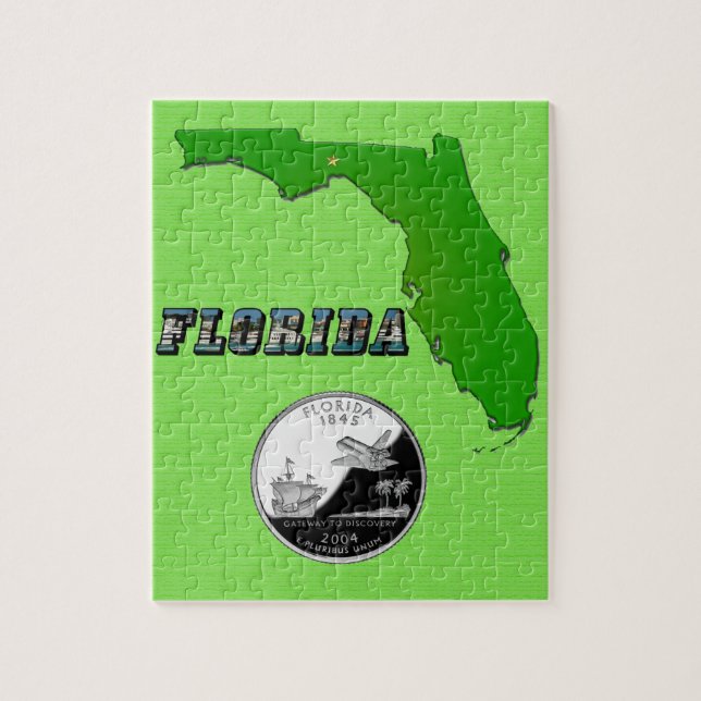 Puzzle Mapa y texto del estado de Florida (Vertical)