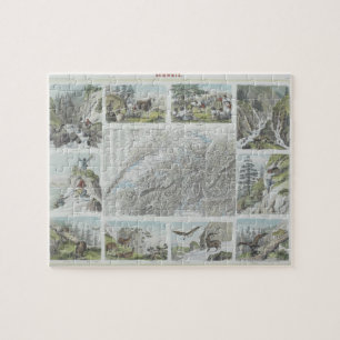 Puzzle Mapa y viñetas de los Alpes suizos