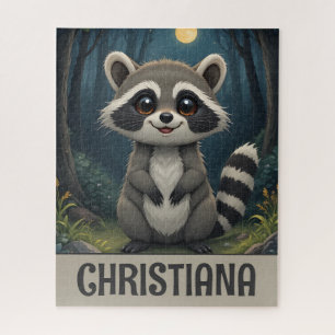Puzzle Mapache Caprichoso Personalizado Lindo