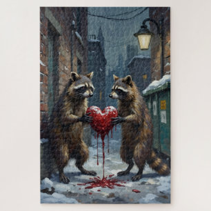 Puzzle Mapaches Bandidos Compartiendo Tarta de Terciopelo