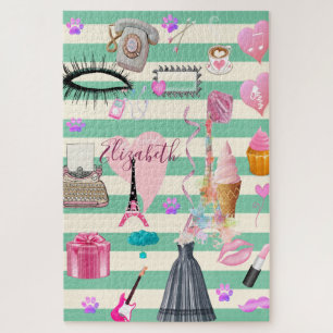 Puzzle Maquillaje femenino de belleza rayas
