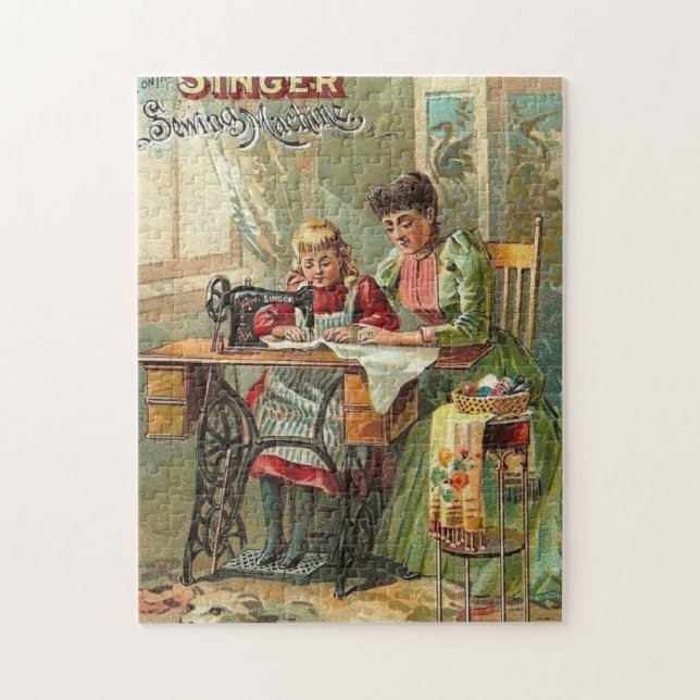 Puzzle Máquina de coser "La primera lección" cosecha (Vertical)