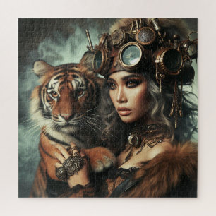 Puzzle Máquina del Tiempo Joven Chica y Tigre 80-1