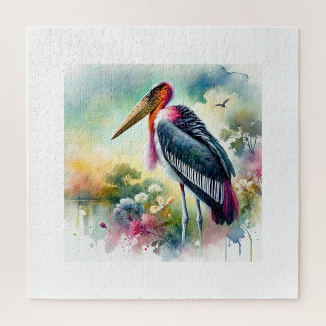 Puzzle Marabou stork in the wild 180924AREF130 - Watercol (Vertical)