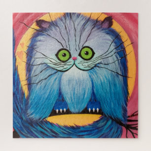 Puzzle Maravilla de bigotes – Gato de fantasía azul brill