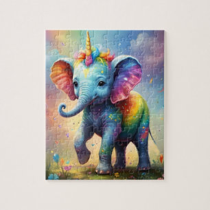 Puzzle Maravillas radiantes: Elefante Unicornio, bebé arc
